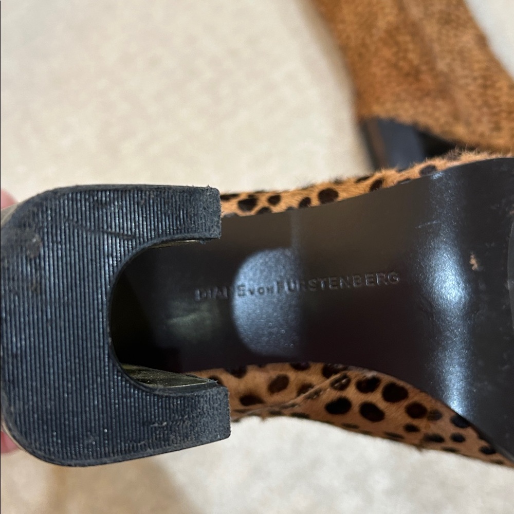 Diane Von Furstenberg Cheetah Print Pony Hair Knee-High Boots 8.5 - Picture 10 of 14